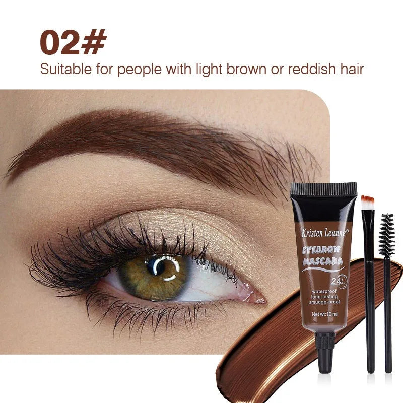 Natural Liquid Dyeing Eyebrow Cream Set Waterproof Shaping Brown Tint Pointed Tube Eyebrow Henna Mascara Paint Brush Makeup Tool 02