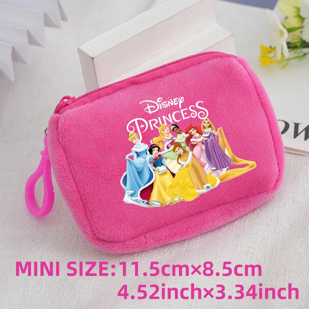 Princess Disney Kids Anime Plush Coin Purse Girls Mini Wallet Printed Moneybag Kawaii Square Portable Storage Bag Birthday Gifts 1pcs-025