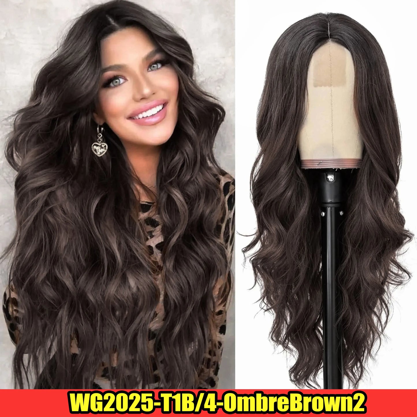 Synthetic Long Lace Wig Matte Silk Ombre Platinum Blonde Wavy Wig for Women 26 Inch Curly Middle Part Extension for Daily OmbreBrown2 26inches