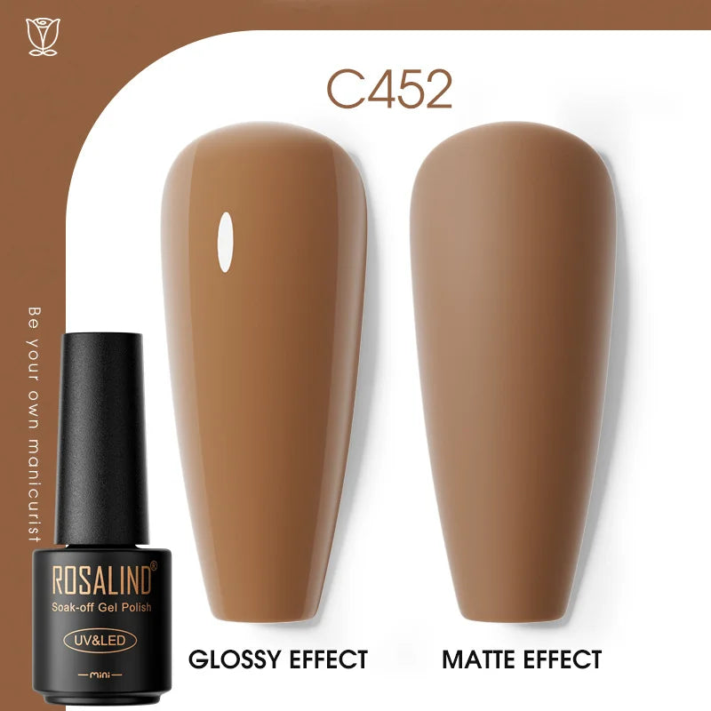 ROSALIND Hot-sale Bottle Gel Nail Polish Vernis Semi Permanent Primer Top Coat Bright Classic For Nail Art Design LED/UV Lamp C452
