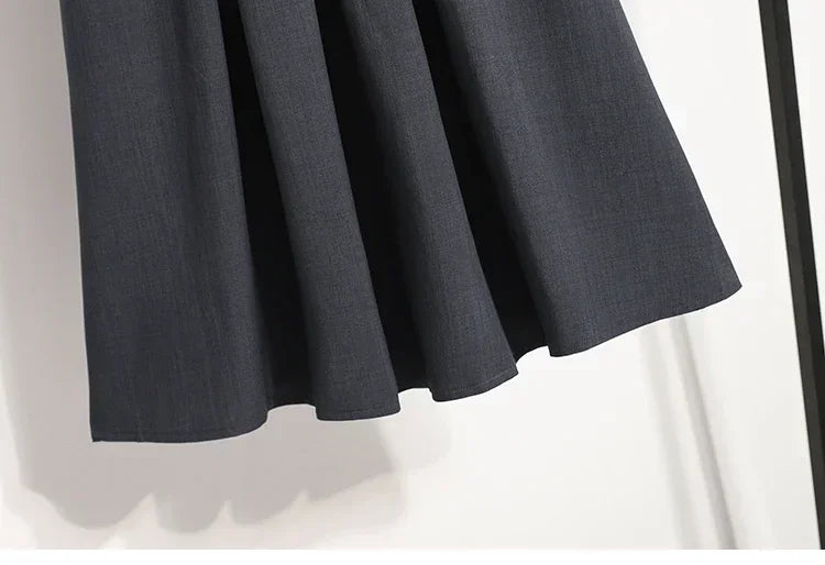 2025 Solid Color Versatile Medium Length Skirt Pleated Plus Size A-Line Maxi Gown Cover Hip Spring Summer New Half-length Skirt