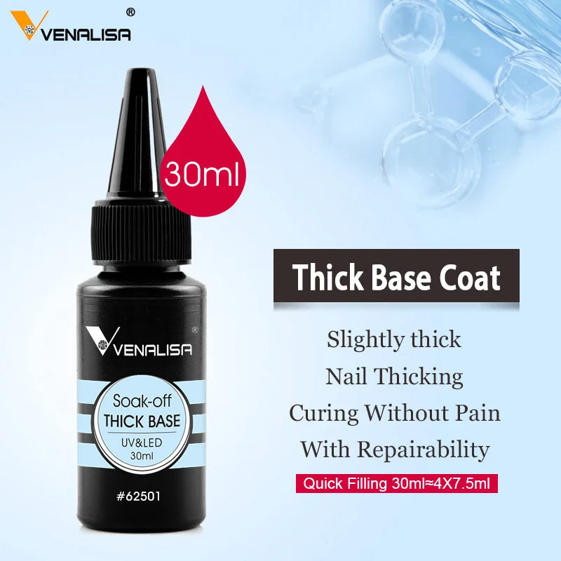 Venalisa Long Wear Tempered Top Coat Reinforce Gel Refill Package Soak Off UVLED Nail Gel Polish Big Volume 225g/30ml Base Gel