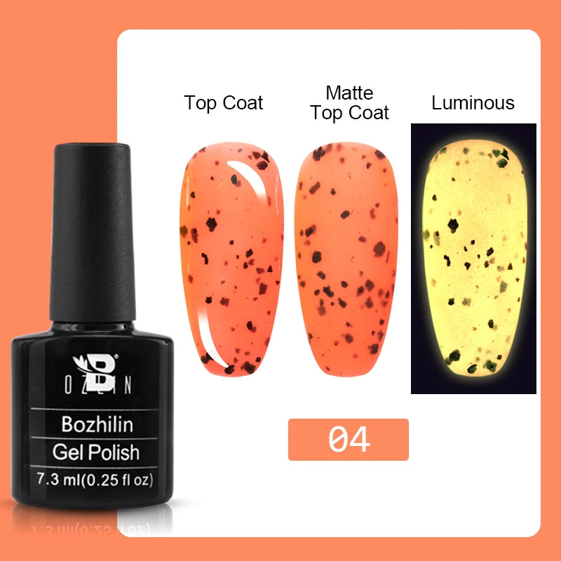 AWStorG15ml 2 IN 1 Crystal Top Coat Transparent Soak Off UV LED Nails Art Manicure Gel Nail Polish Varnishes Primer Function Gel Luminous Egg 04