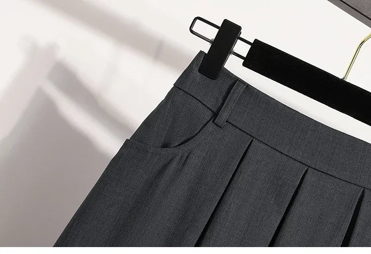 2025 Solid Color Versatile Medium Length Skirt Pleated Plus Size A-Line Maxi Gown Cover Hip Spring Summer New Half-length Skirt