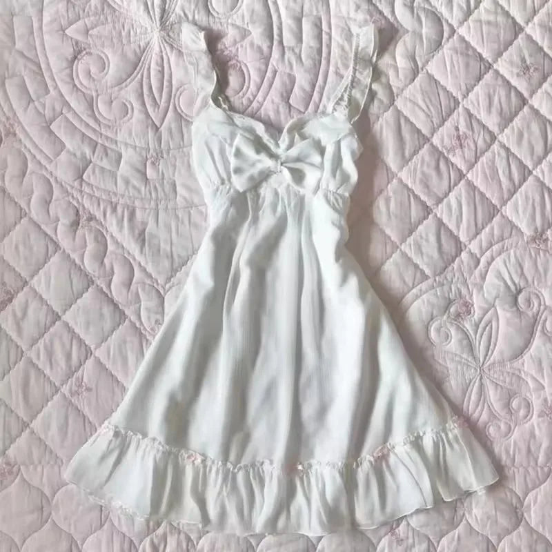 Y2K High Street Vintage Fit Dress Woman Clothing Short Sleeve Chic Casual Fashion Outfits Aesthetic Summer Sweet Dresses 2000s A7