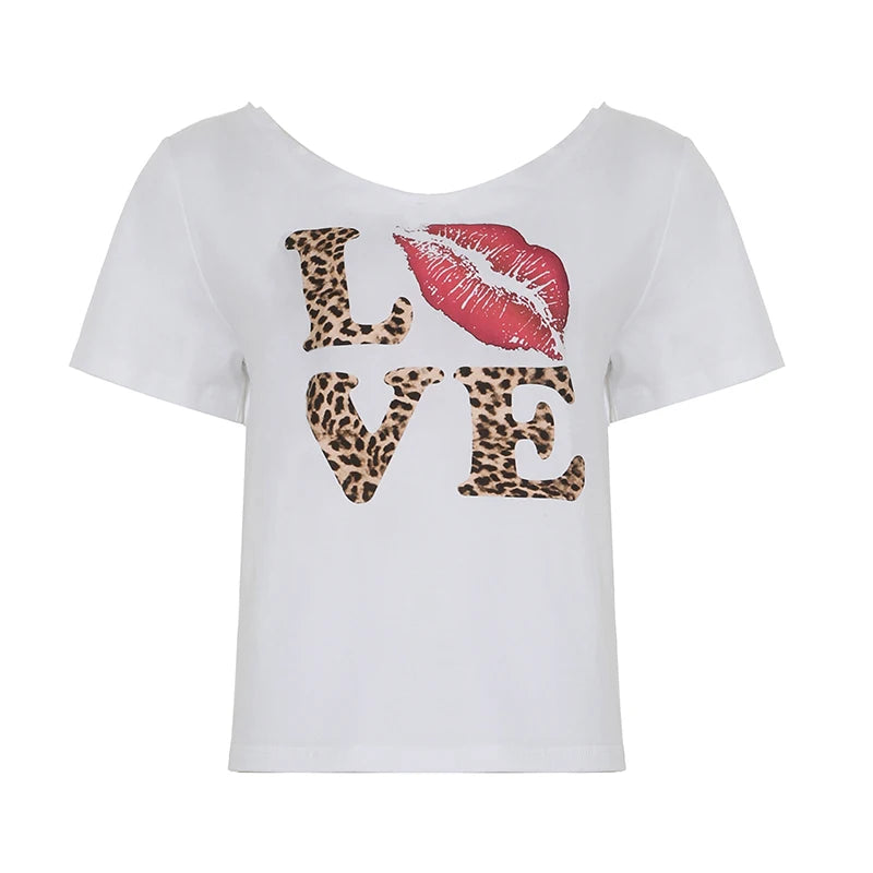 Cuteandpsycho Casual Sexy Crewneck Cropped Tops Slim Streetwear Summer Elastic Vintage Tees Short Sleeved Y2k Punk Clothings Ivory