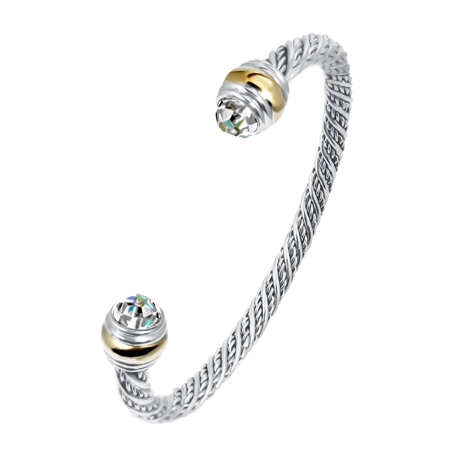 1PC Cable Bracelet for Women Gemstone Open Cuff Bracelet Bangle Bracelet Pearl Bracelet for Girls Best Gift for Women Friend Clear Zircon