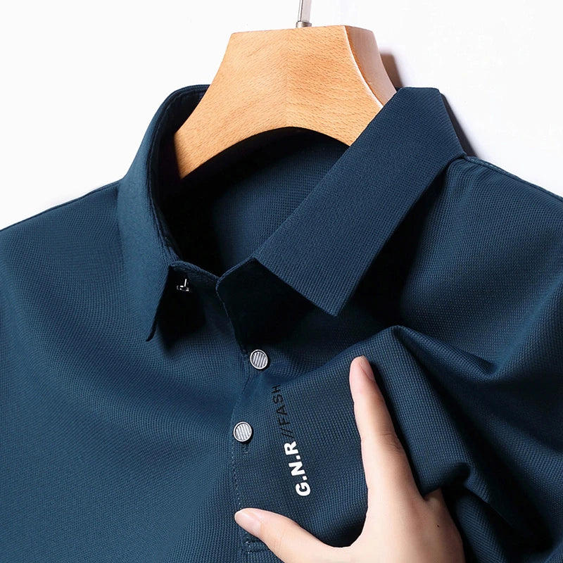 Men's Polo Shirt - Breathable & Comfortable Solid Color Top for Casual Business Style