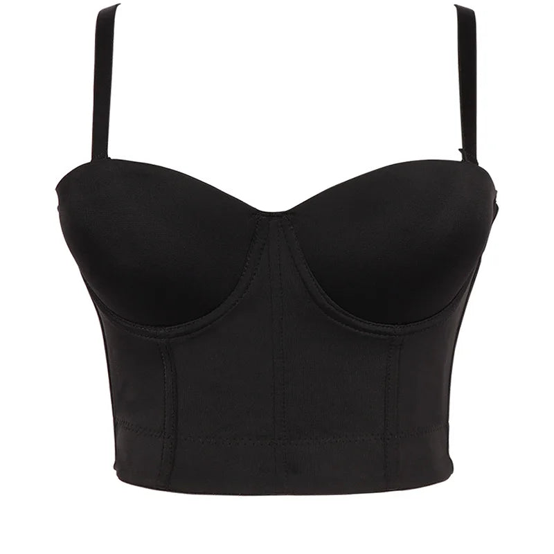 Women's tight bra, sexy fishbone Camisole, with integrated back shaping bra underwear black