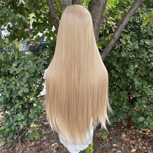Blonde Mixed Color Synthetic Full Lace Wigs for Black Women Heat Resistant 26 Inch Long Straight Full Hand Tied Free Part 150%