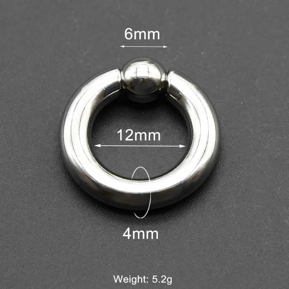 1Pc Large Gauges Stainless Steel CAPTIVE SPRING BEAD RING for Septum Piercing BCR Nose Ring Hoop Expander Earlobe Earrings 00G 4x12-6mm 1 Piece