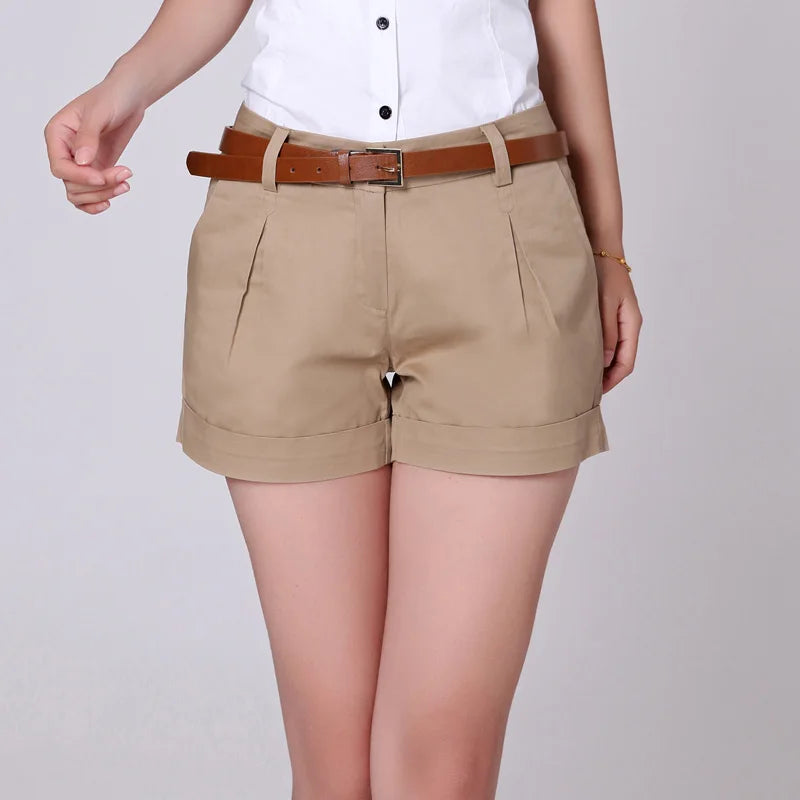 New Women'S Summer Thin Casual Pure Color Shorts Korean Fashion And Versatile Comfortable Slimming Pure Cotton 3-Point Pants Khaki