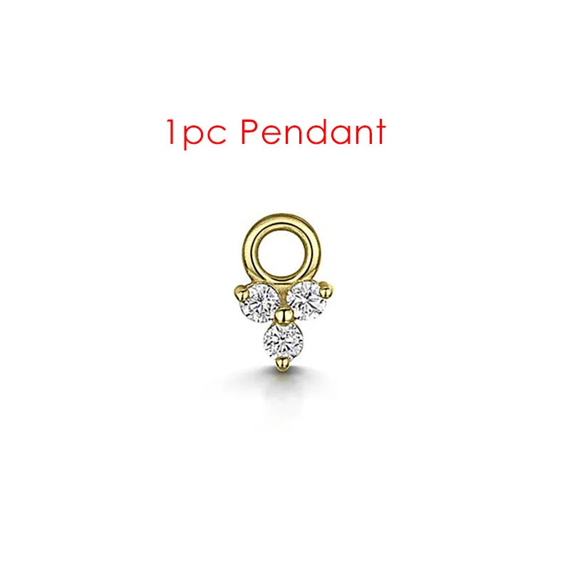 1PC Little Star Moon Snake Crystal Charms Pendant Helix Daith Earrings for Women Hanging Matching Piercing Lobe Tragus Jewelry CC035-2