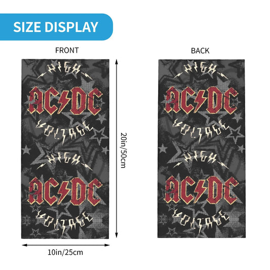 Custom Black AC DC Logo Camouflage Heavy Metal Band Bandana Neck Warmer Women Men Winter Hiking Ski Scarf Gaiter Face Cover
