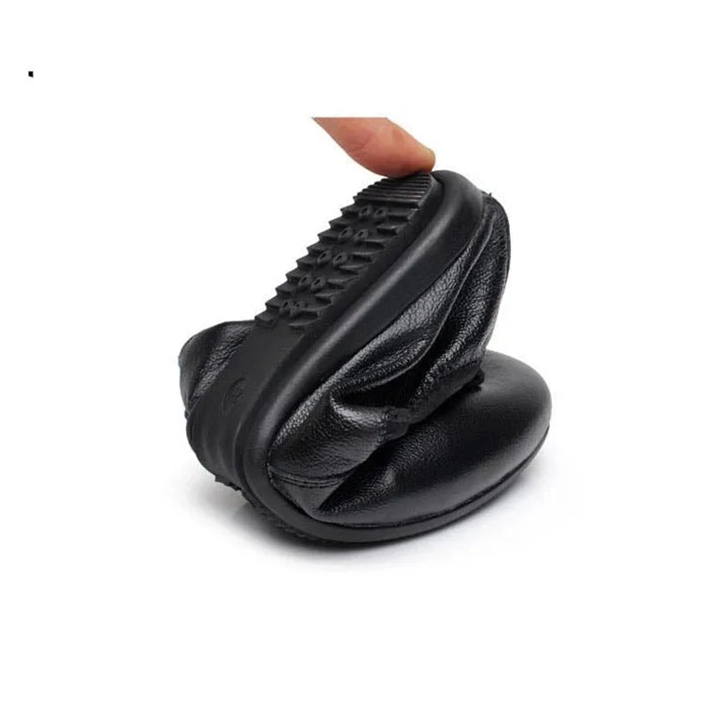 YAERNI Fashion Brand Women Shoes Leather Ballerina Ballet Flats Foldable And Portable Travel Pregnant Shoes For Bridal Wedding