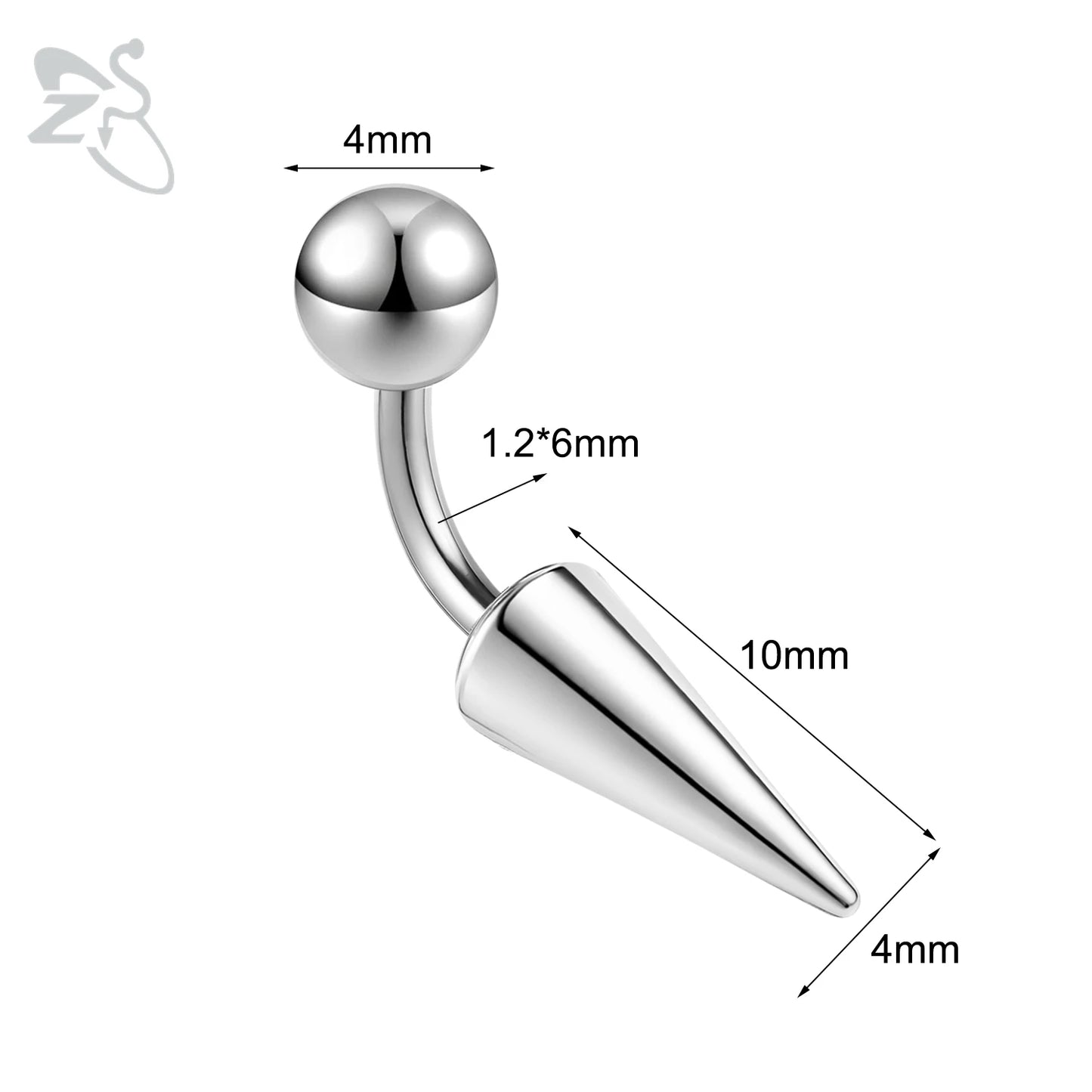 ZS 1 PC 16G Stainelss Steel Eyebrow Ring For Men Women Long Spike Curved Nose Bridge Piercing 3 Colors Cone Lip Labret Piercings Style 3 6X4X10MM