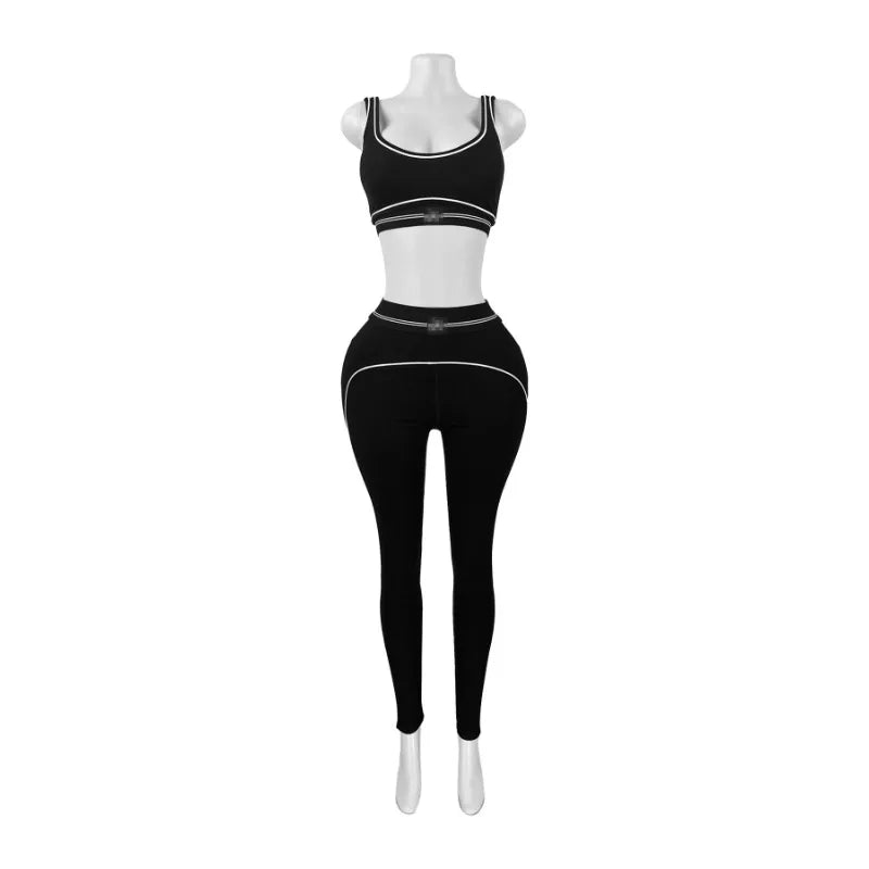 Fitness Women 2 Piece Set Sleeveless Tank Top Skinny Jogging Pants Matching Set 2025 Summer Popular Streetwear Sporty Tracksuits