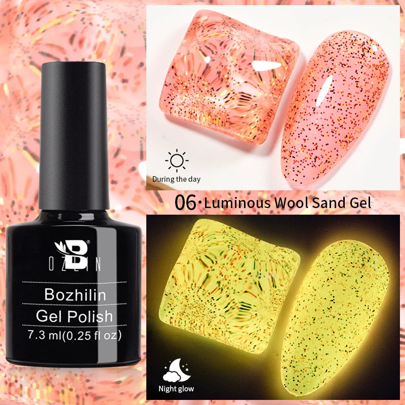 AWStorG15ml 2 IN 1 Crystal Top Coat Transparent Soak Off UV LED Nails Art Manicure Gel Nail Polish Varnishes Primer Function Gel LuminousWool Sand 06