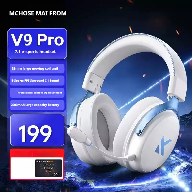 MCHOSE V9 pro Wireless Bluetooth Headset Low Delay Three Mode Microphone Noise Reduction Dynamic Sound for Office And Gaming Badiee Stylez