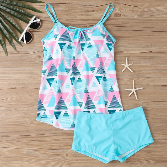 Plus size women's split swimsuit sexy slim printed sling bikini swimwear beach conservative swimsuits two-piece set beachwear