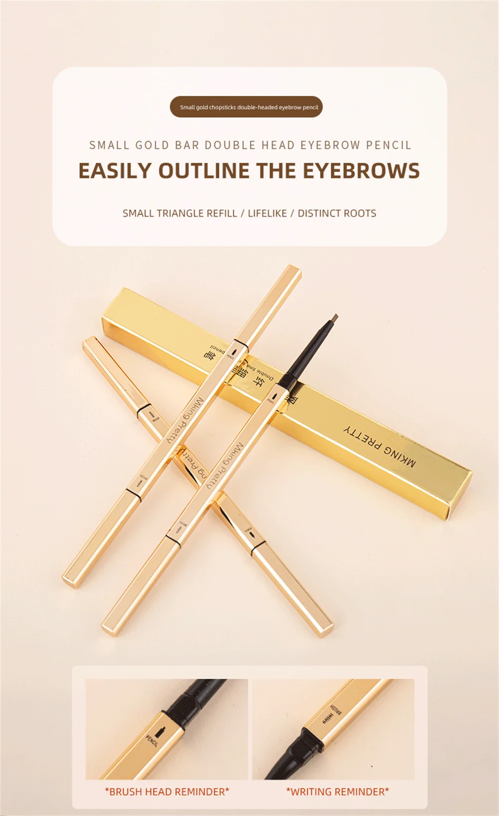 Makeup for Women Waterproof Eyebrow Enhancer Pen with Double Head Pencil and Brush Long Lasting Eye Brow Cosmetics Easy to Wear
