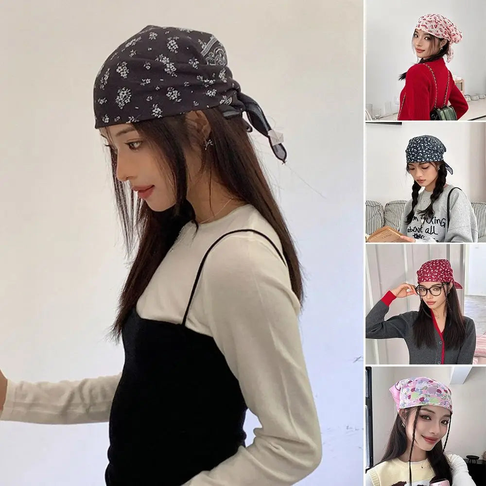 Fashion 58x58cm Hair Scarf Soft Breathable Headband Vintage All-match Silk Scarf