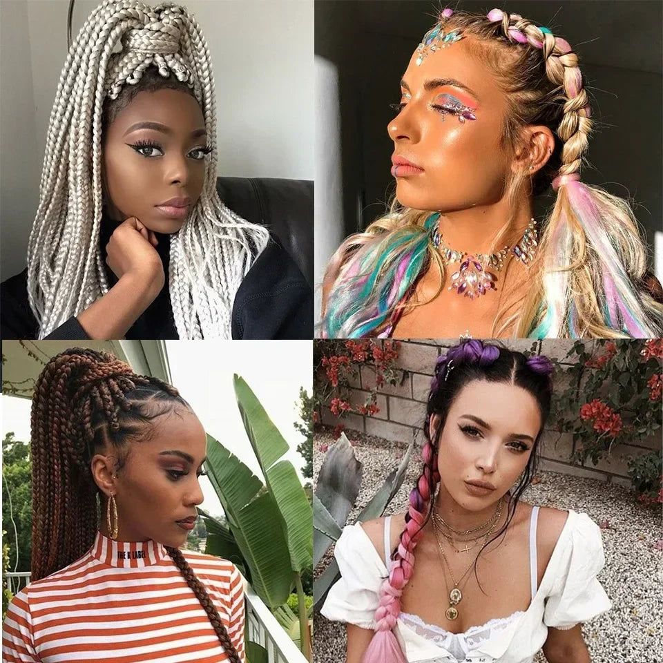 YUNLU 24Inch Synthetic Crochet Hair Extensions for White Women Box Twist 165g Jumbo Braiding Hair Pre Stretched Wholesale