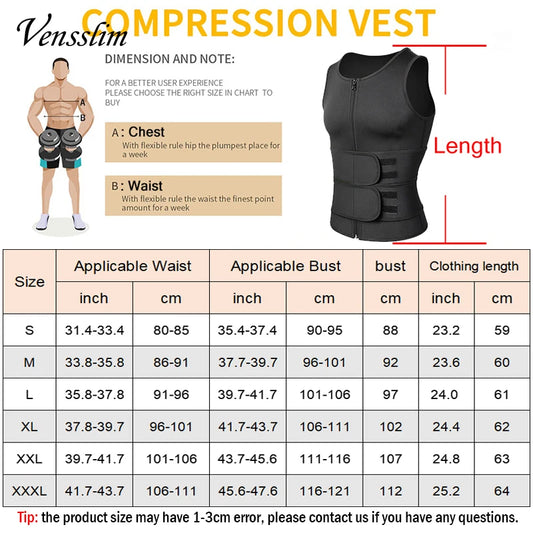 Vensslim Men Body Shaper Waist Trainer Vest Slimming Shirt Sauna Sweat Compression Undershirt Shapewear Fat Burner Workout Tops Badiee Stylez