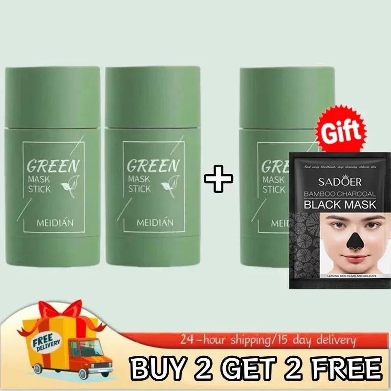 Green Tea Remove Blackhead Solid Mask Dispel Acne Blemish Cleansing Stick Mask Shrink Pores Tighten Whitening Repair Skin Care Buy 2 get 2 free