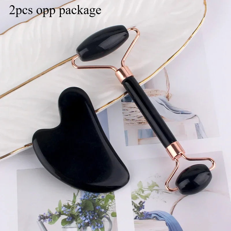 Gua Sha Roller Massager Roller for Face Neck Eye Resin Facial Massage Instrumenr Beauty Health Care Scraping Board Skin Care 2pcs black