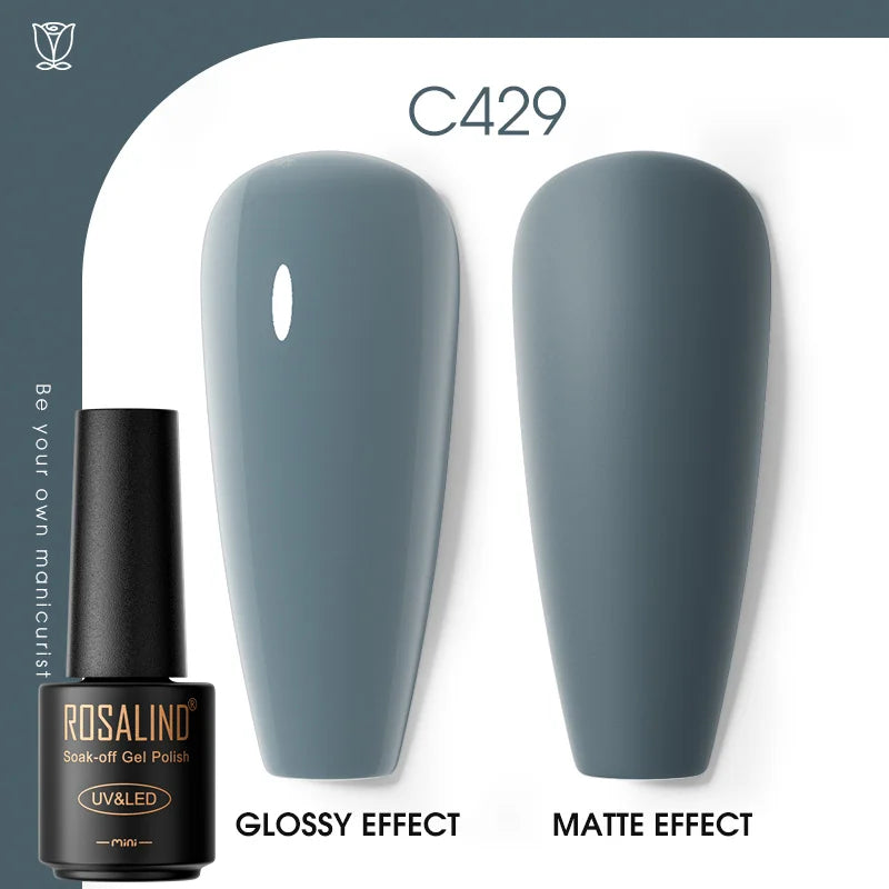ROSALIND Hot-sale Bottle Gel Nail Polish Vernis Semi Permanent Primer Top Coat Bright Classic For Nail Art Design LED/UV Lamp C429