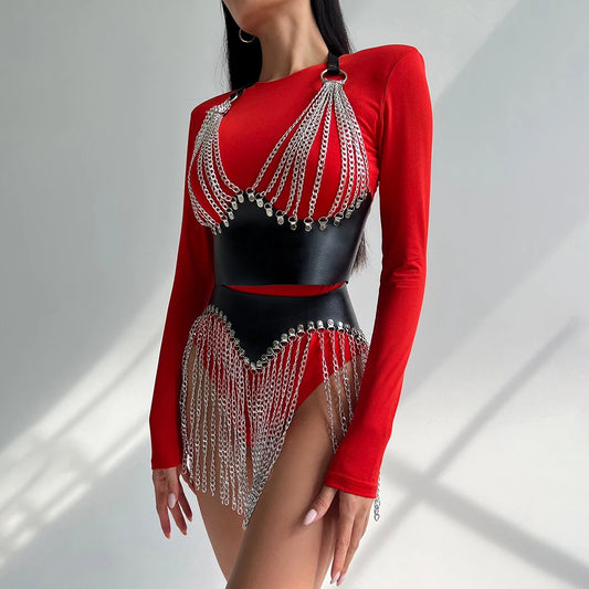 Fashion Chain Tassels Belt Set Street Style Suspenders for Women Body Chain Casual Decoration WaistBond Goth Clothing Accessoly Badiee Stylez