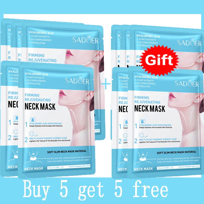 10PCS Collagen Anti Wrinkle Neck Mask Anti Aging Fade Fine Lines Firm Skin Moisturizing Brighten Rejuvenating SkinCare Cosmetics Buy 5 get 5 free