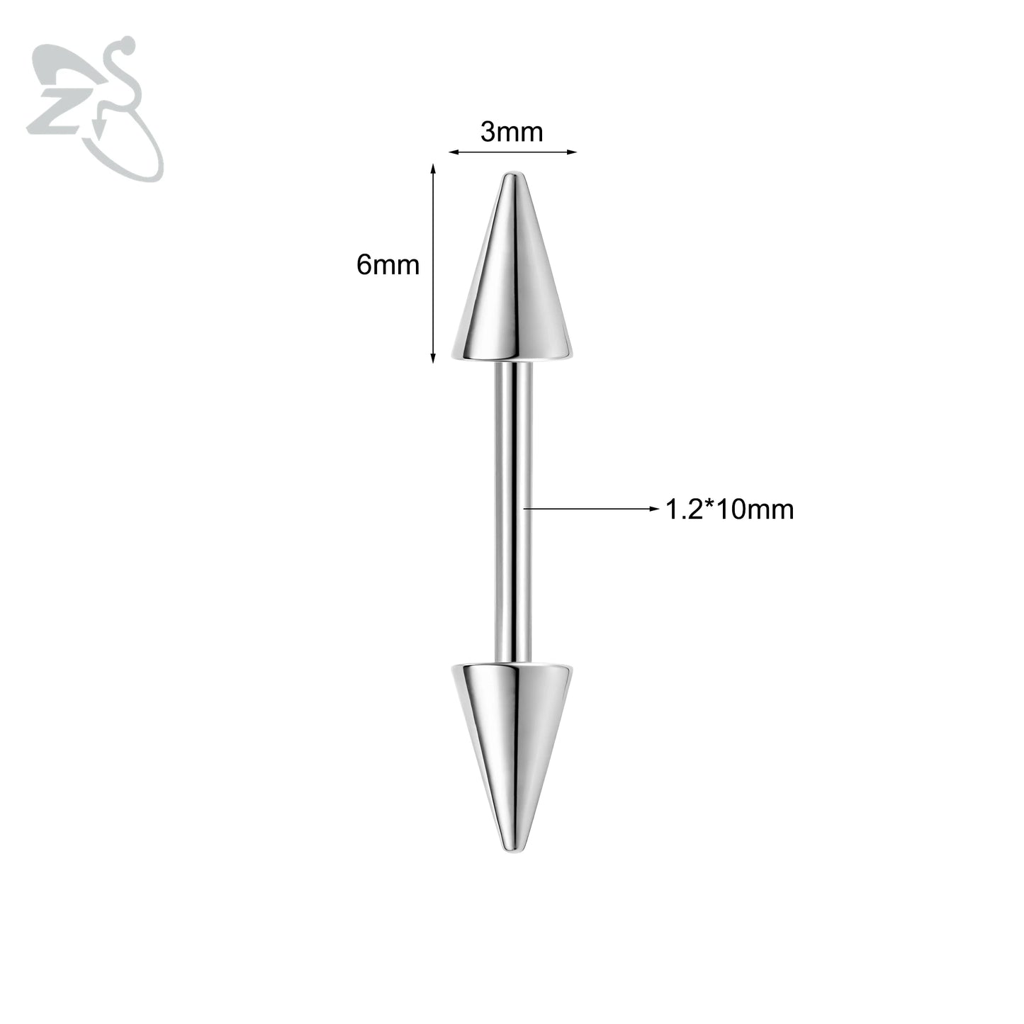 ZS 1 PC 16G Stainelss Steel Eyebrow Ring For Men Women Long Spike Curved Nose Bridge Piercing 3 Colors Cone Lip Labret Piercings Style 1 10X3X6MM
