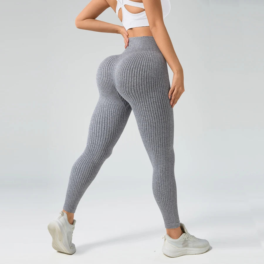 Women Sports Leggings Seamless Yoga Pants w/Tummy Control Sportswear Woman Gym Leggings Women's Trousers Fitness Female Clothing GRAY