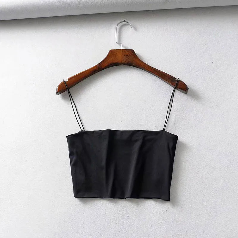 2022 Summer Women's Crop Top Sexy Elastic Cotton Camis sleeveless Short Tank Top Bar black