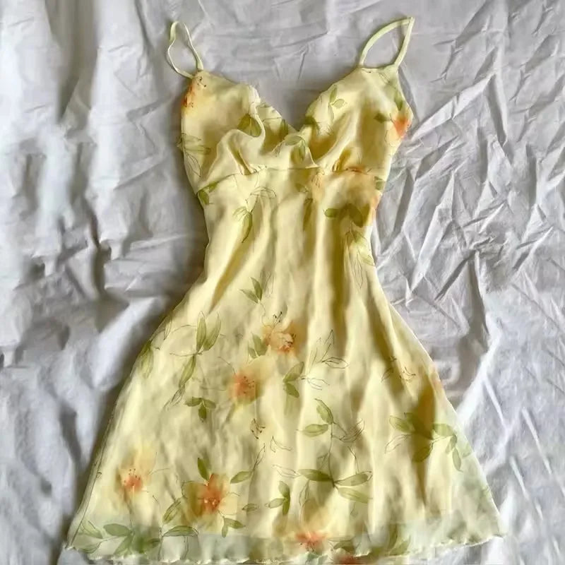 Y2K High Street Vintage Fit Dress Woman Clothing Short Sleeve Chic Casual Fashion Outfits Aesthetic Summer Sweet Dresses 2000s A9