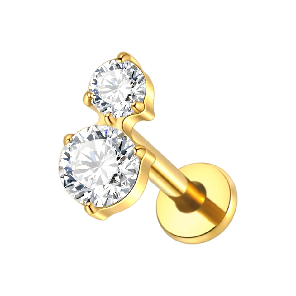 1PC Titanium Zircon Star Flower Labret Piercing for Women Cartilage Tragus Daith Helix Stud Earring Body Jewelry TC174-2 1.2x8mm