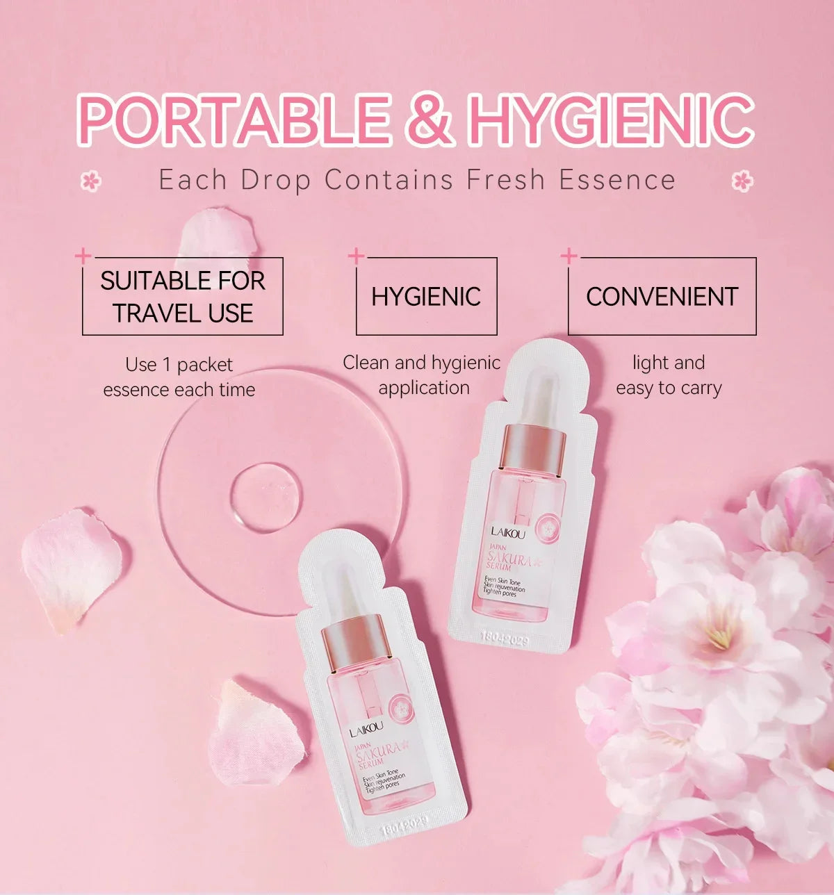 Sakura Whitening Face Serum Fade Fine Lines Anti Aging Tighten Pores Improve Melanin Pigment Dull Moisturizer Brighten Skin Care