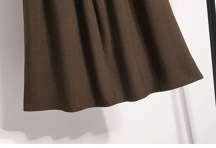 2025 Solid Color Versatile Medium Length Skirt Pleated Plus Size A-Line Maxi Gown Cover Hip Spring Summer New Half-length Skirt