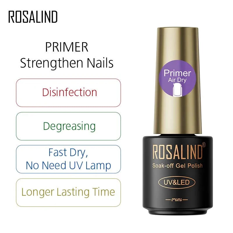 ROSALIND Hot-sale Bottle Gel Nail Polish Vernis Semi Permanent Primer Top Coat Bright Classic For Nail Art Design LED/UV Lamp RARP00