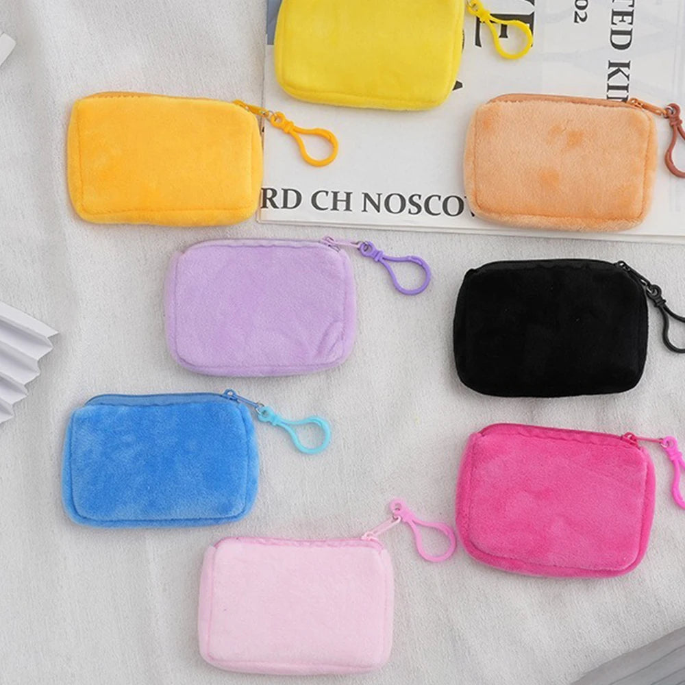 Princess Disney Kids Anime Plush Coin Purse Girls Mini Wallet Printed Moneybag Kawaii Square Portable Storage Bag Birthday Gifts