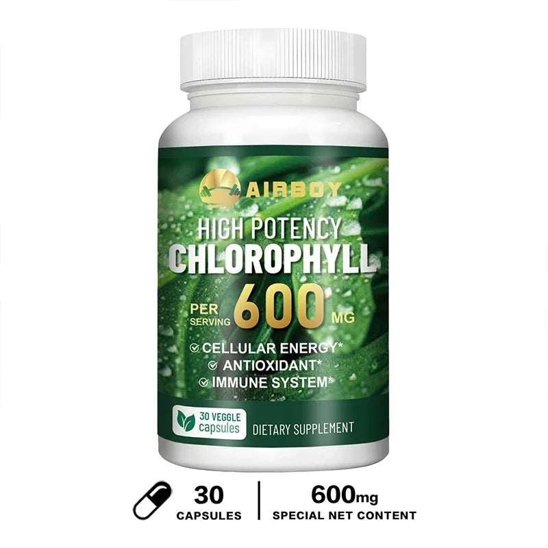 Chlorophyll Capsules 600mg - for Energy, Immunity, Skin & Internal Deodorant 30 Capsules