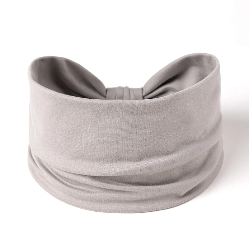 Wide -Side Elastic Band Woman Yoga Hairbands Solid Color sports Hair Band tie Bandanas Fashion Headband Headwear Turbans Ff258-14 gray white