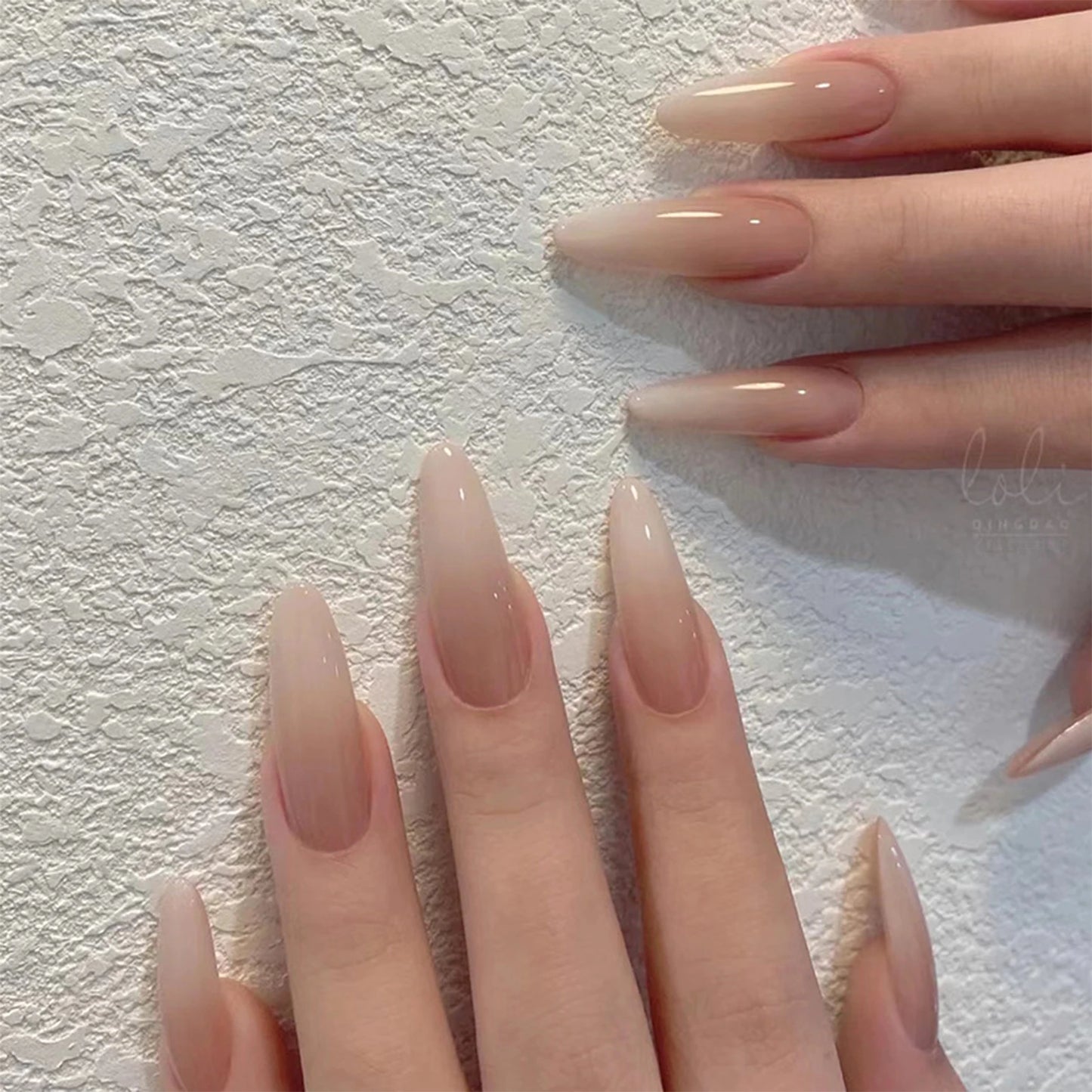 Red Black Gradient Press on Nails Medium Length Coffin Fake Nails with Sticky Tabs Ballerina False Nails Tips for Women 24Pcs Y-10