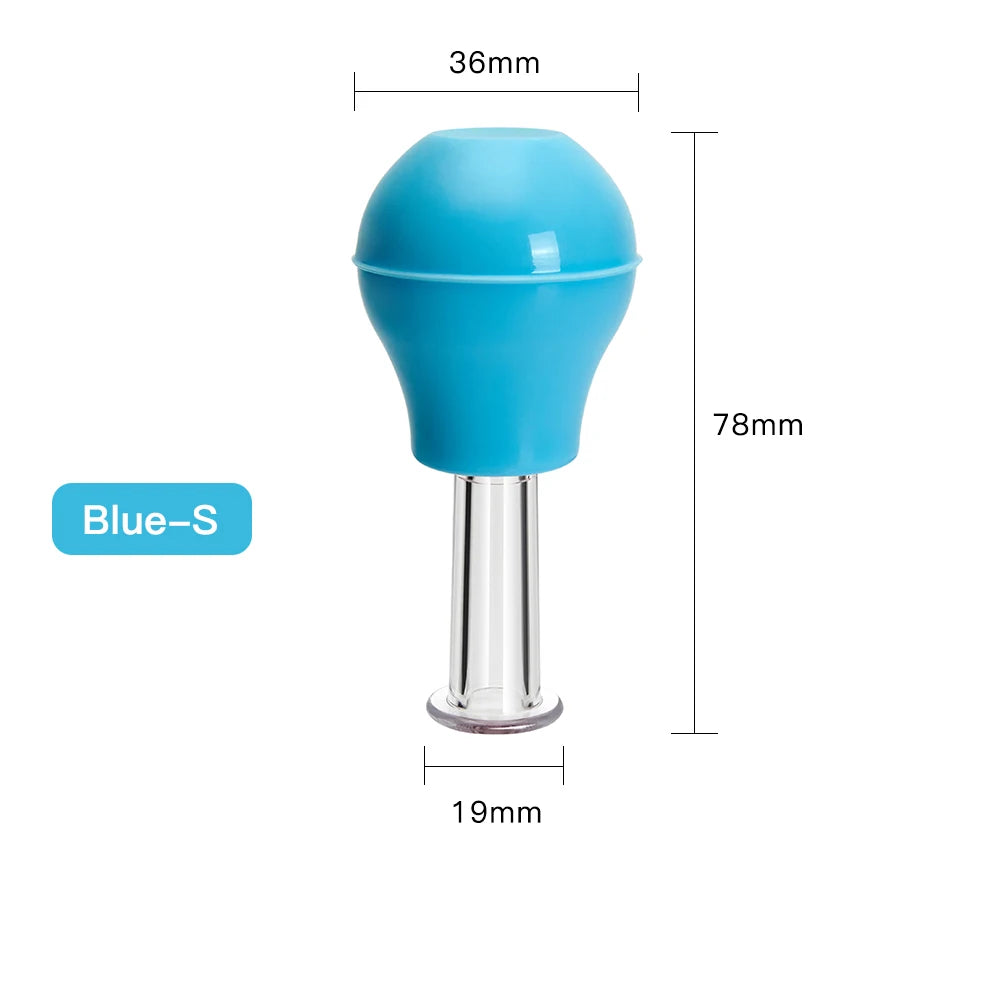 Facial Massage Cups Vacuum Cupping Skin Lifting Anti Cellulite Massager for Face Pvc Body Cups Skin Scraping Massage Jar Blue-S