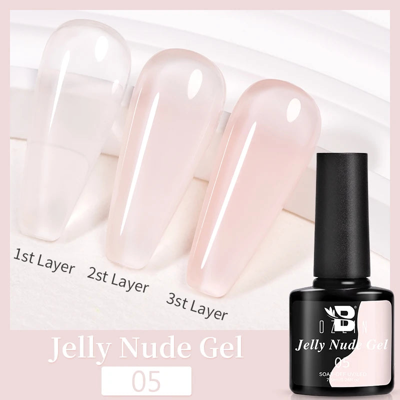 AWStorG15ml 2 IN 1 Crystal Top Coat Transparent Soak Off UV LED Nails Art Manicure Gel Nail Polish Varnishes Primer Function Gel Jelly Nude 05