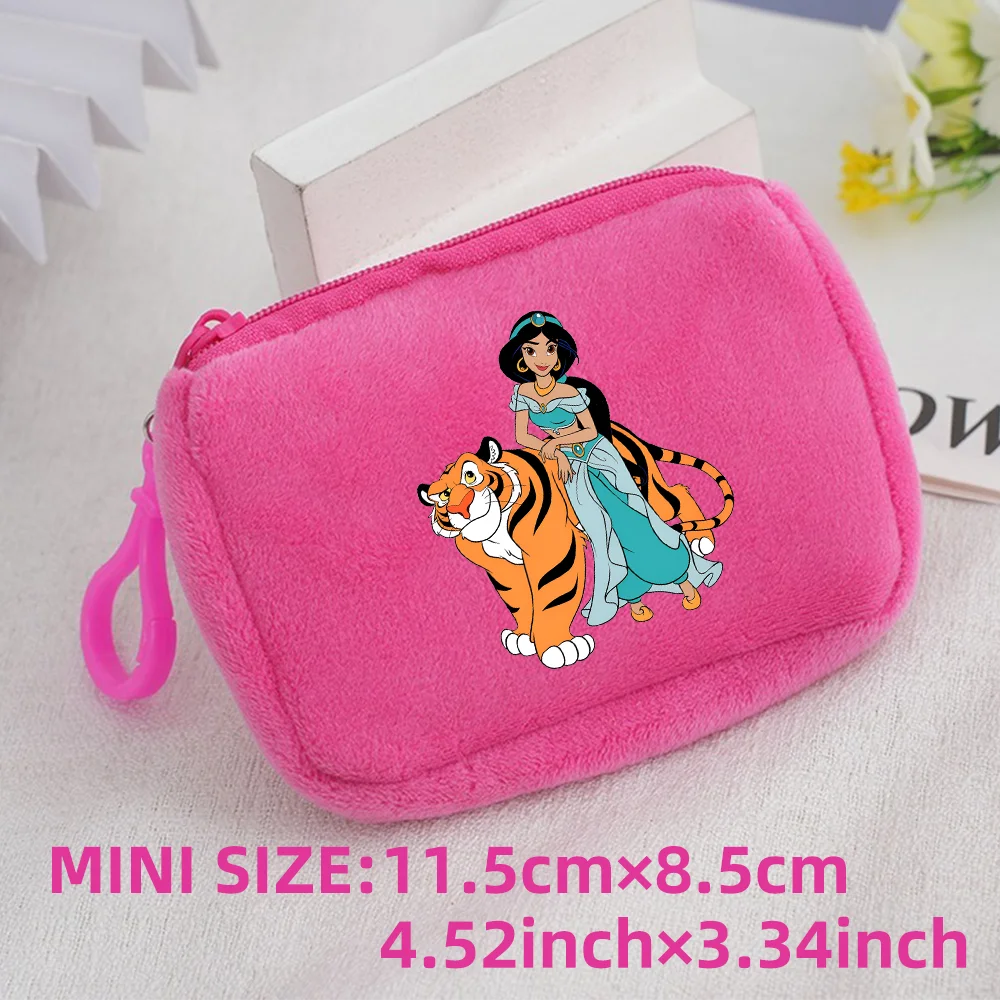 Princess Disney Kids Anime Plush Coin Purse Girls Mini Wallet Printed Moneybag Kawaii Square Portable Storage Bag Birthday Gifts 1pcs-031