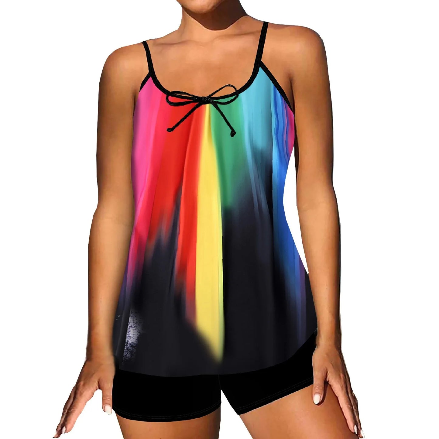 Plus size women's split swimsuit sexy slim printed sling bikini swimwear beach conservative swimsuits two-piece set beachwear