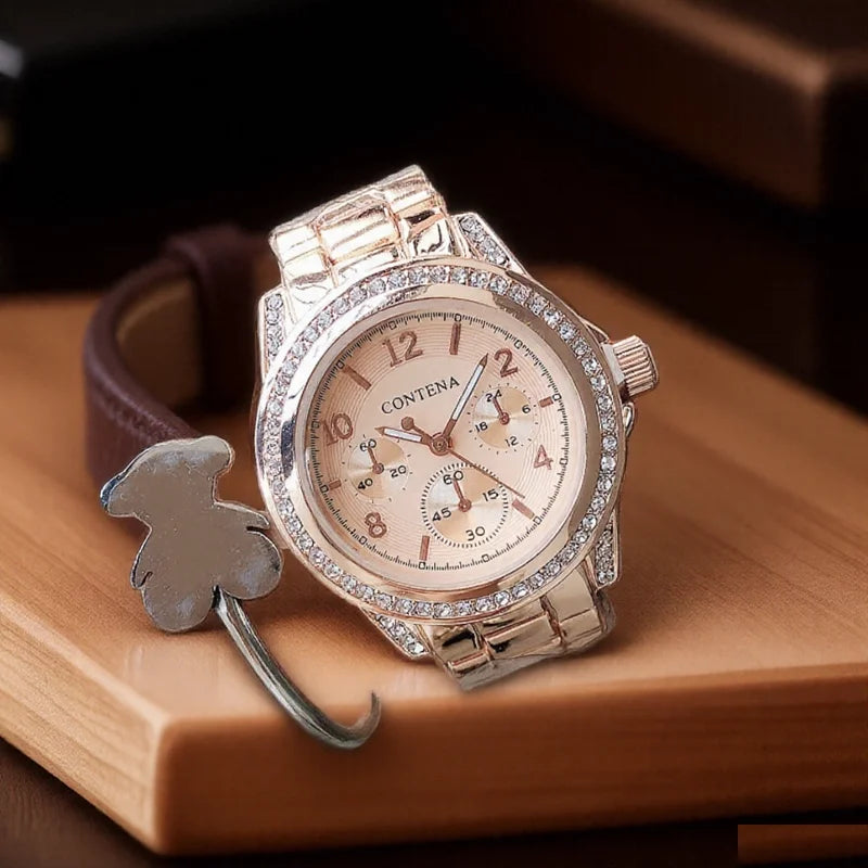 Fashion Diamond Women's Watch Luxury Stainless Steel Ladies Quartz Wristwatch Clock Elegant Dress Female Clock relogio feminino Rose Gold